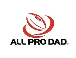 All Pro Dad logo with red football and swoosh design above black text