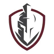 Shield logo with stylized DNA helix and upward arrow in maroon and gray