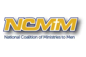 NCMM logo with yellow letters and blue text for National Coalition of Ministries to Men